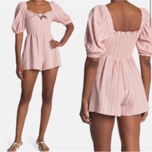 TOPSHOP Pink Gingham Smocked Romper